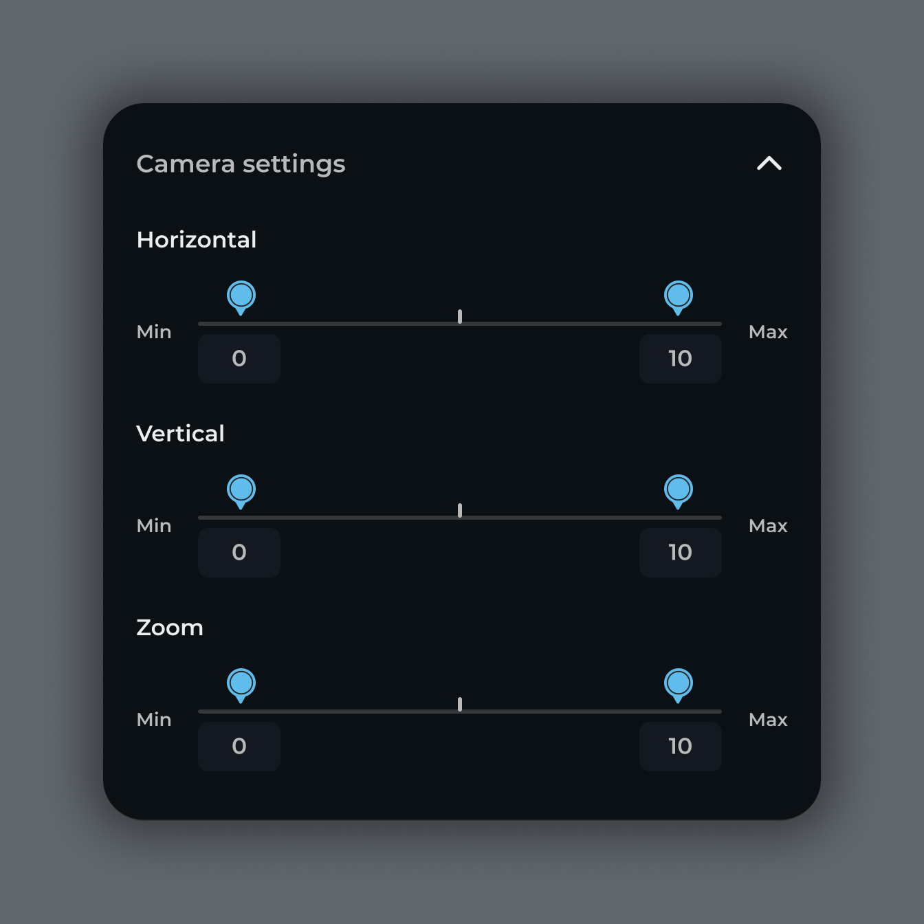 Avataar camera settings panel — filter and rendering controls in the dark mode interface