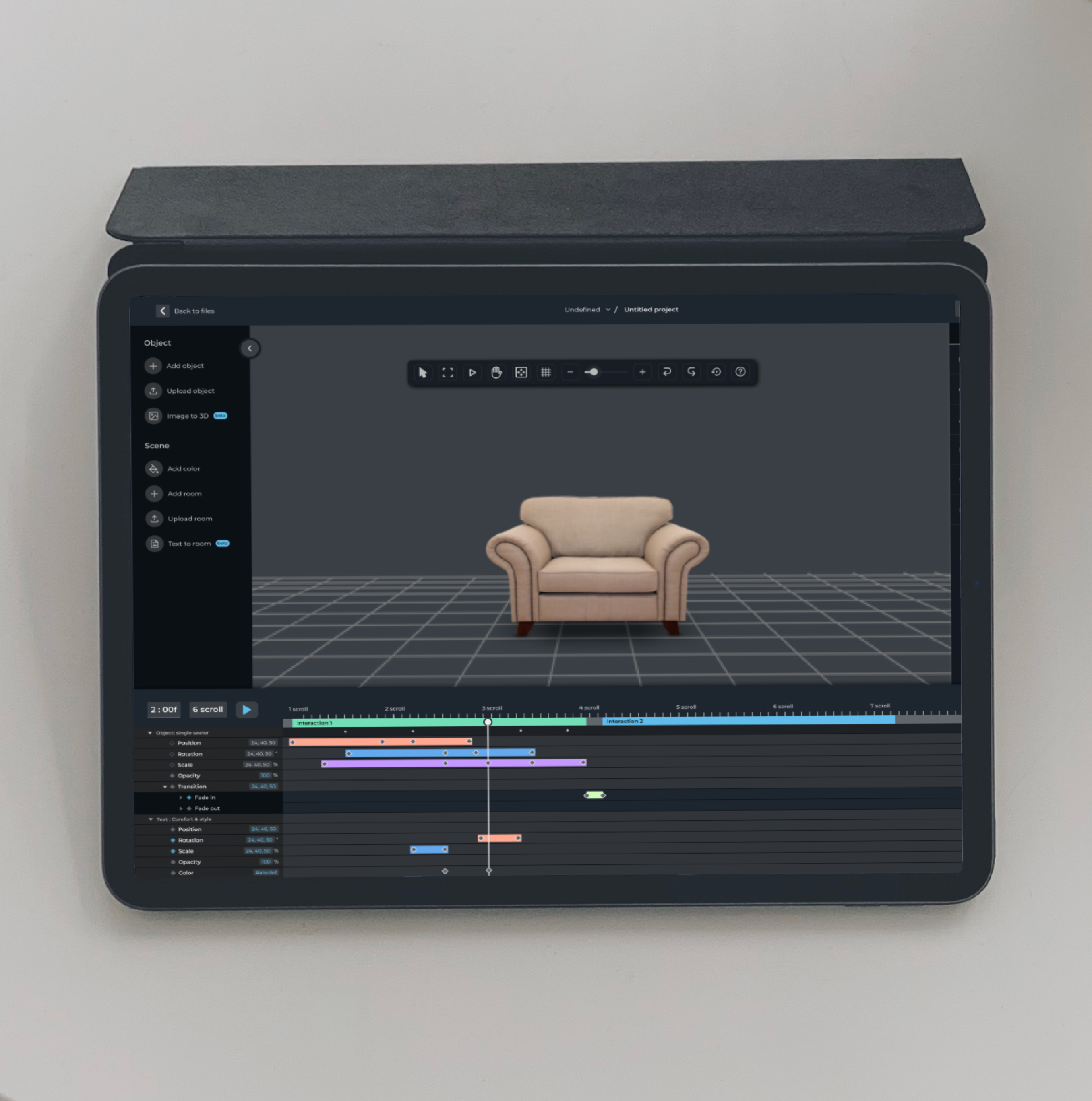 Avataar experiences catalog on iPad in dark mode